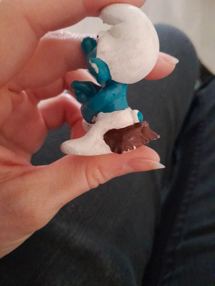 Magnifique figurine ancienne stroumpf pêcheur - photo numéro 8