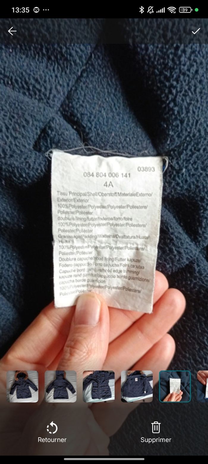 Manteau doudoune hiver fille 4 ans très bon état - photo numéro 6