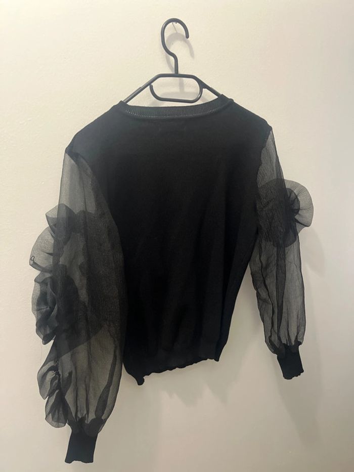 Pull noir original avec manches transparentes taille S/M - photo numéro 5