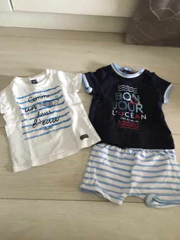Ensemble short t-shirt 9 mois terre de marin