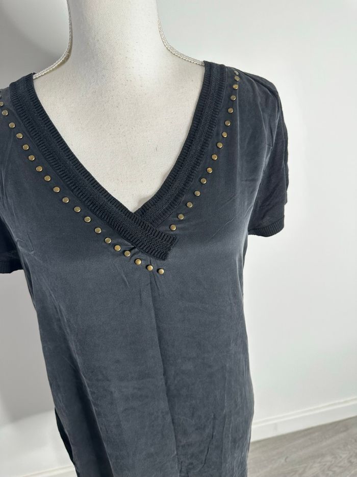 Robe tunique en soie gris foncé doré T2 38 M - photo numéro 3
