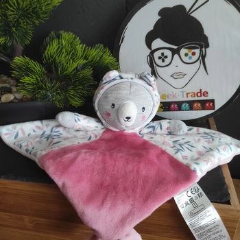 Doudou Knuffel Comforter Ours Gémo Gris Rose Bleu Fleur Capuche #geektradedoudou