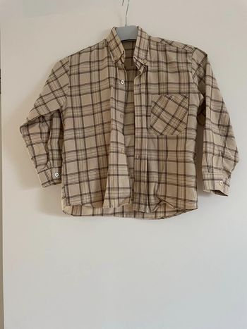 Chemise beige à carreaux