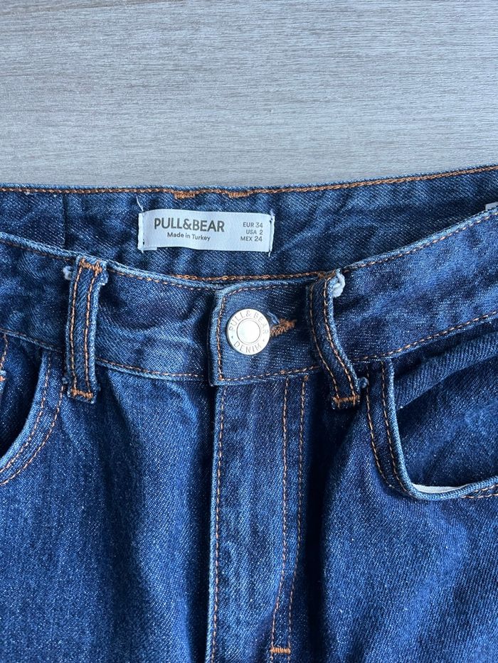 Jean large taille haute bleu foncé Pull&Bear T34 - photo numéro 4