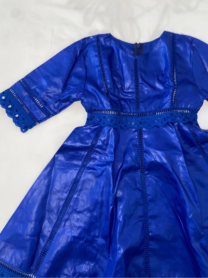 Robe en bazin pour fille couleur bleu - photo numéro 3