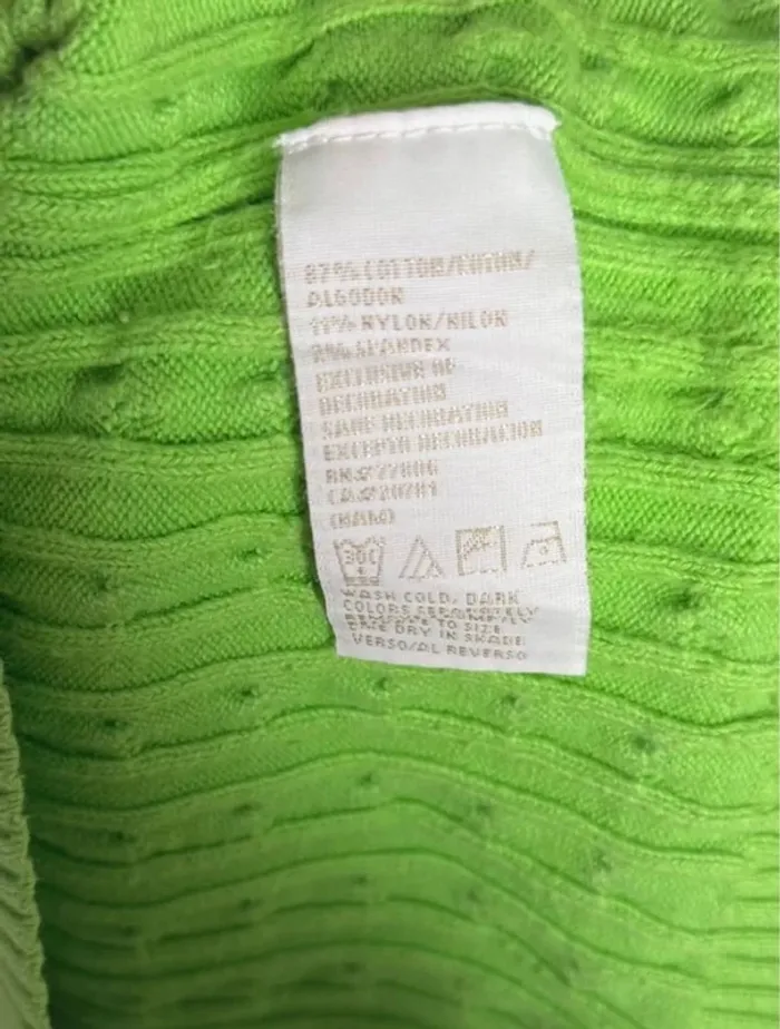 🎄 Magnifique Pull Col V Tommy Hilfiger / Vert Torsadé -T/M 🎄 - photo numéro 5