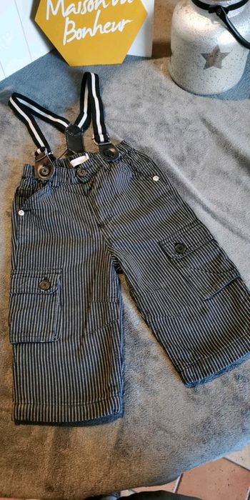 Pantalon à bretelles rayé 1 an