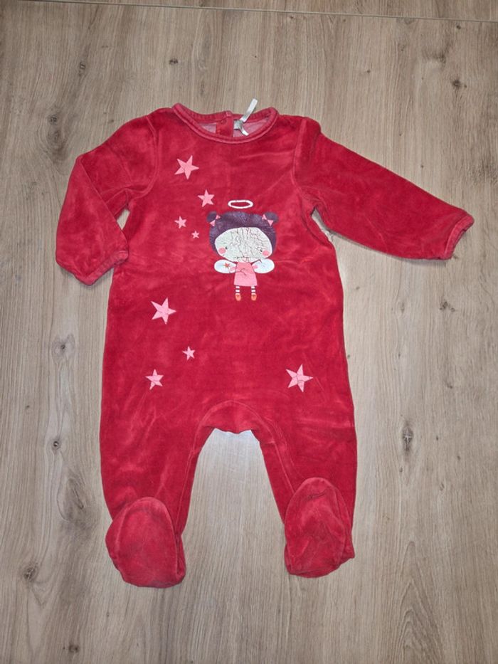 Joli pyjamas / grenouillère en velours fille 12 mois