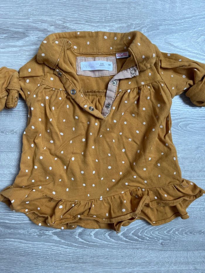 Robe chemise jaune moutarde Zara 3-6 mois