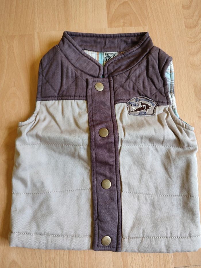 Lot ensemble salopette chemise et veste sans manche TAO assortis en 6M - photo numéro 9