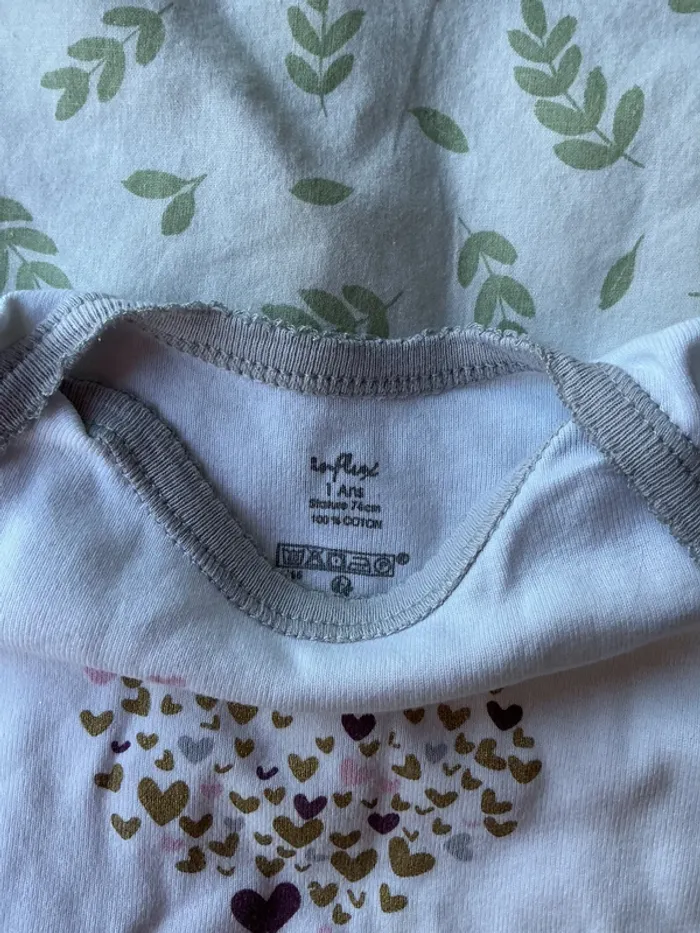 body manches longues blanc impression coeurs 12 mois influx - photo numéro 4