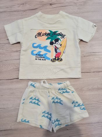 Ensemble short tee-shirt épais Mickey, Lettres, 9-12 mois 80cm