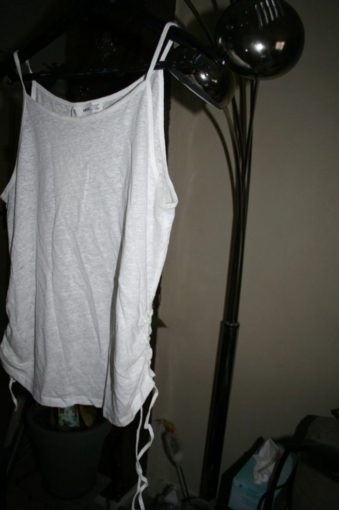 🌸Top lin blanc plissé Taille 40 "Mango" neuf 🌸 - photo numéro 2