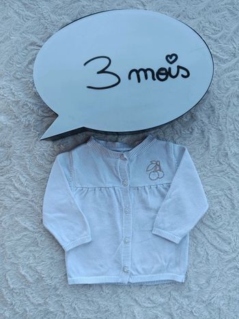 Gilet Fille 3 mois motif cerise Vertbaudet 100% coton