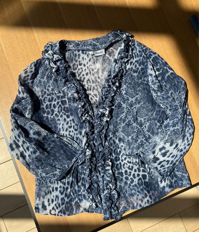 Chemise blouse fluide élégante vintage imprimé léopard/ornement - photo numéro 8