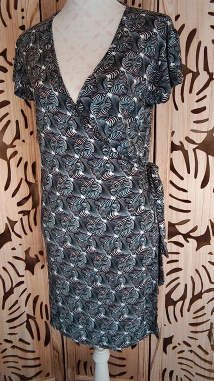 Robe fluide portefeuille - Imprimé graphique - Taille M Gémo - photo numéro 3
