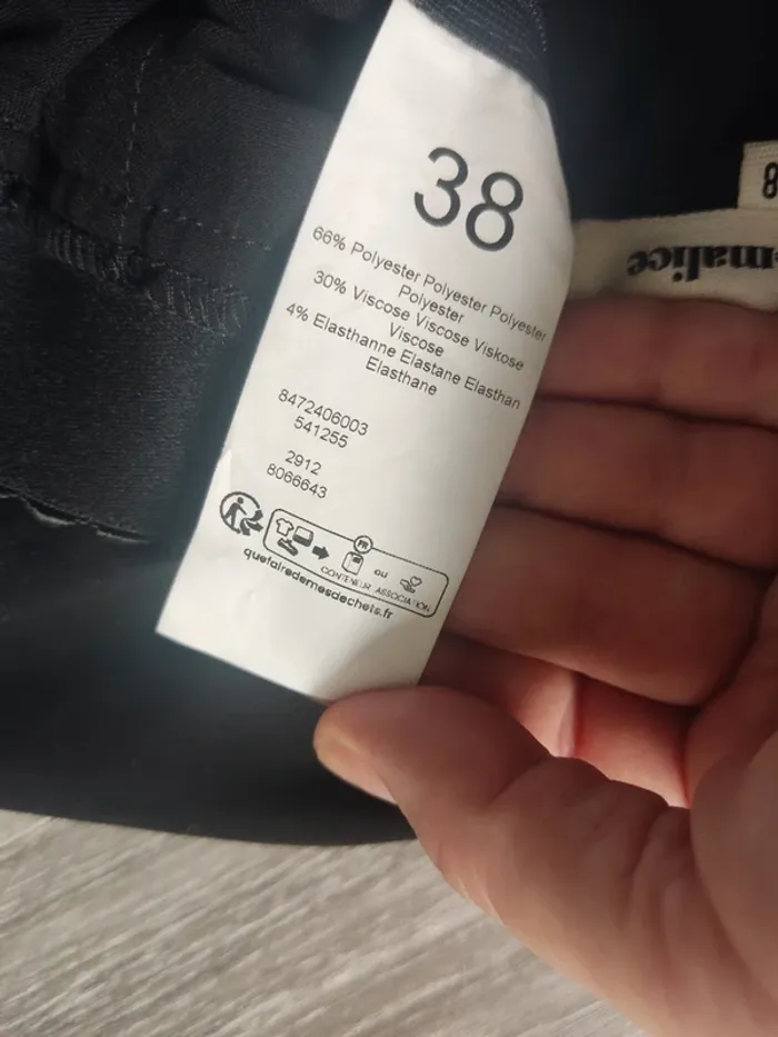 Pantalon stretch large ceinture coupe fleur noir avec poches taille 38 Grain de Malice neuf - photo numéro 8