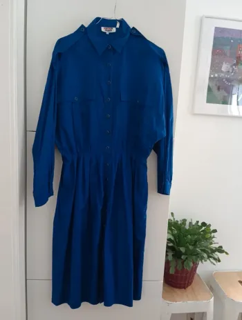 Robe vintage bleu roi en coton Boutonnée Rodier taille 42