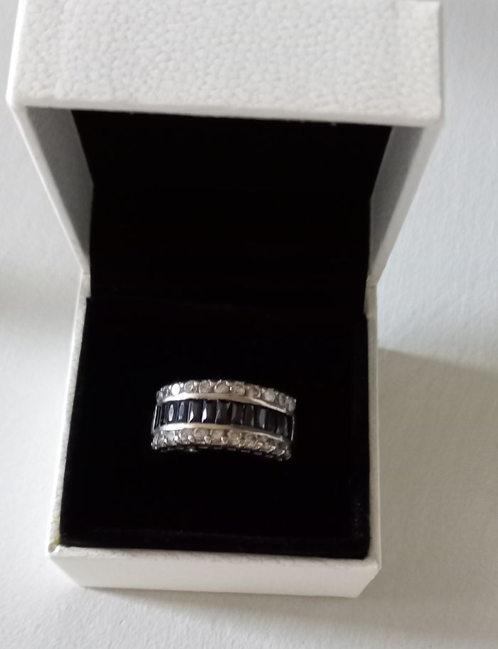 Bague argent zirco noir et blanc