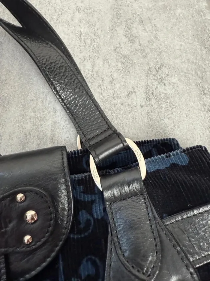 Sac à main Longchamp cuir et velours noir et bleu édition limité neuf - photo numéro 14
