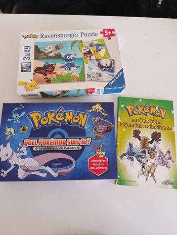 Lot de 2 jeux Pokemon puzzle et jeu quiz + un livre offert
