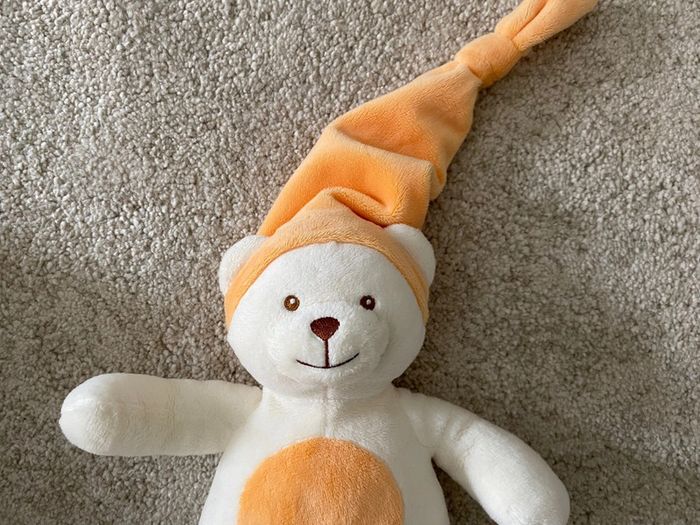 Peluche doudou ours blanc et orange Gipsy 🌻 - photo numéro 2