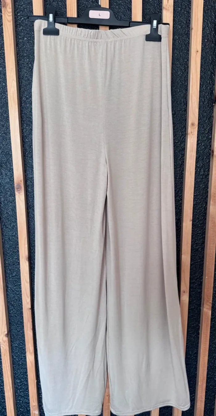 Pantalon Boohoo Jersey "Wide Leg Pj" - Jambes Larges - Beige Taille 40 - Neuf - photo numéro 3