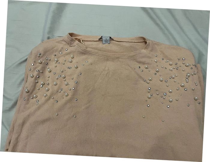 Pull Rose avec détails perles Taille S - photo numéro 4