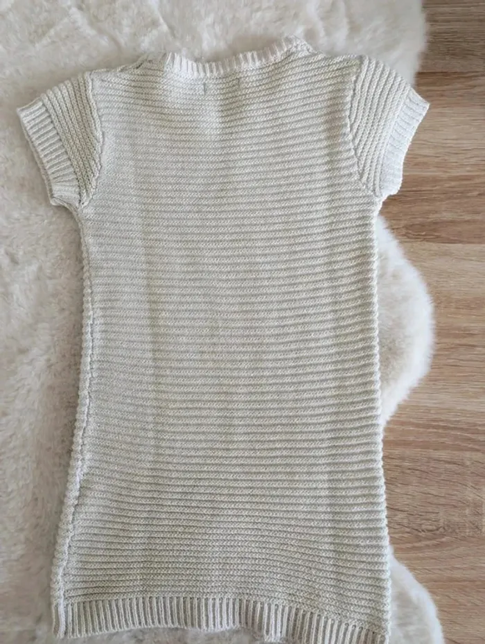 Robe pull crème et dorée manches courtes fille 5 ans Inextenso - photo numéro 3