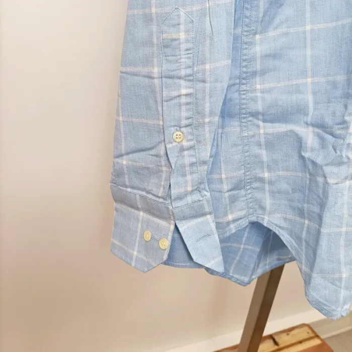 Chemise à carreaux bleu ciel Oliver Grant Easy Line taille 3 col boutonné A890 - photo numéro 8