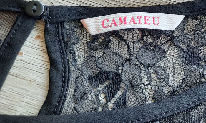 Blouse noire en voile épaule dénudée, Camaïeu, taille 40 - photo numéro 3