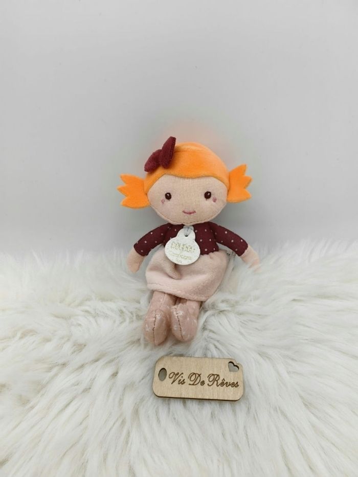 Doudou peluche Poupée chiffon demoiselle Mini Bonbon cheveux roux DC3690