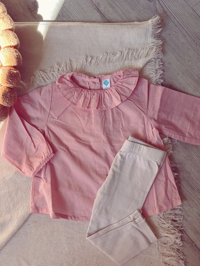 Ensemble blouse et legging blanc 18 mois 86