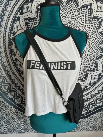 Débardeur blanc fines bretelles écriture noire feminist / jennyfer / (M)