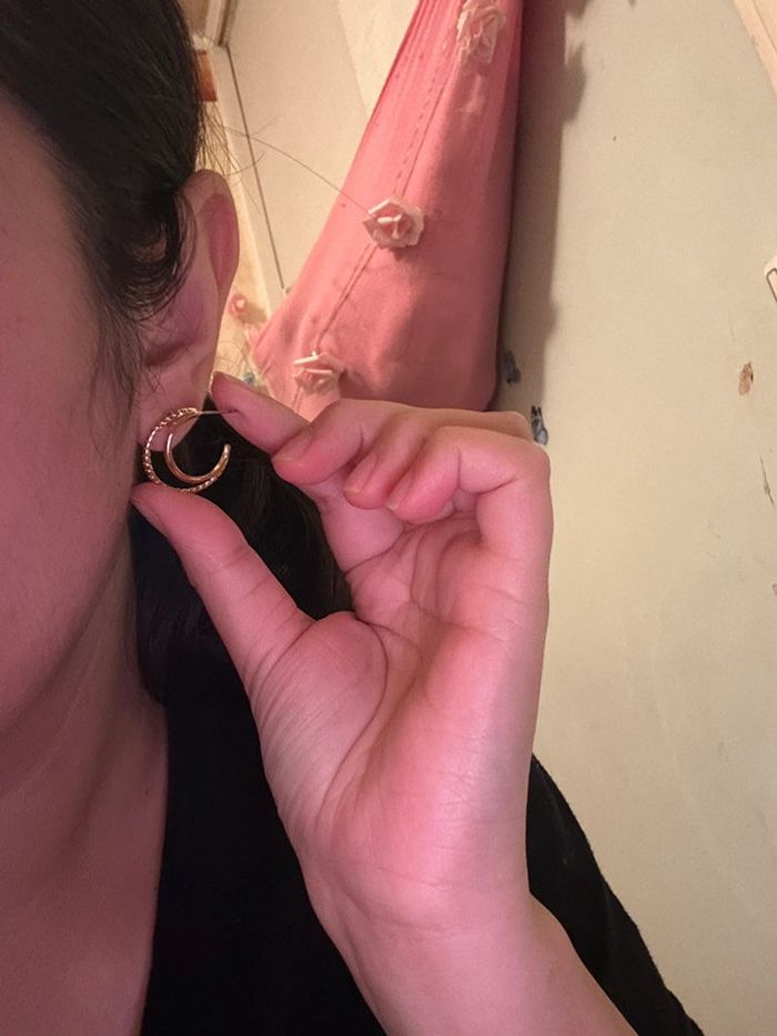 Boucles d’oreilles dorée en acier inoxydable - photo numéro 2