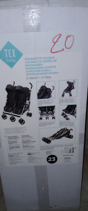 poussette double dans son carton neuf tex baby 0/36 mois 