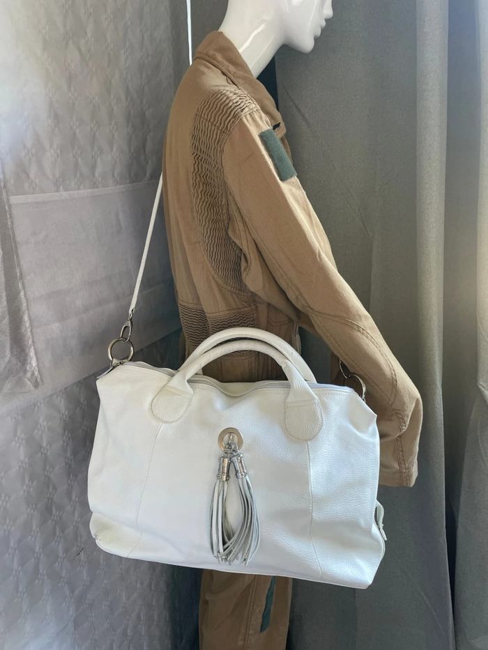 Sac blanc en cuir - Très bon état - photo numéro 6