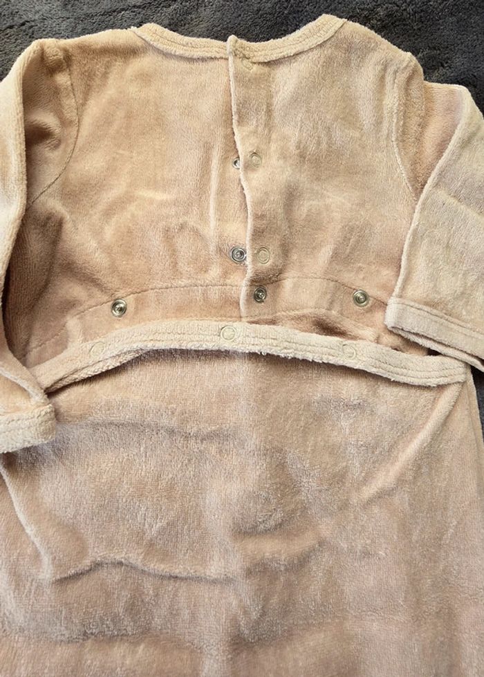 Pyjama manches longues effet velours beige bébé - photo numéro 4