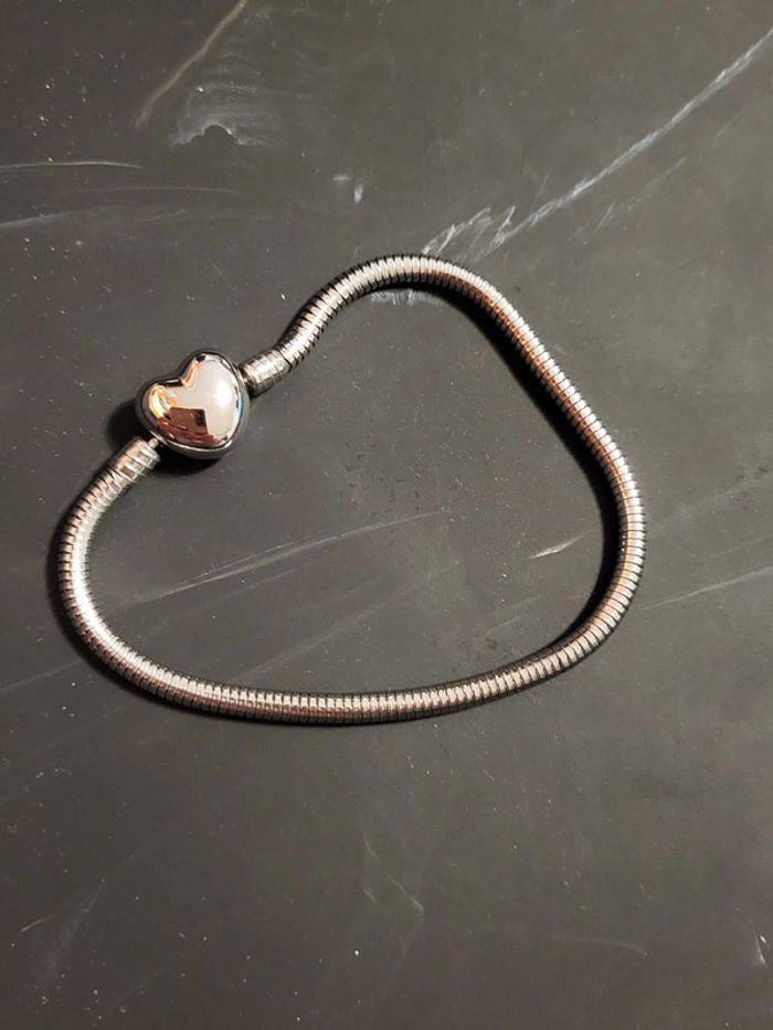 Bracelet en acier inoxydable avec pendentif en forme de cœur pour charms Taille 18 - photo numéro 2
