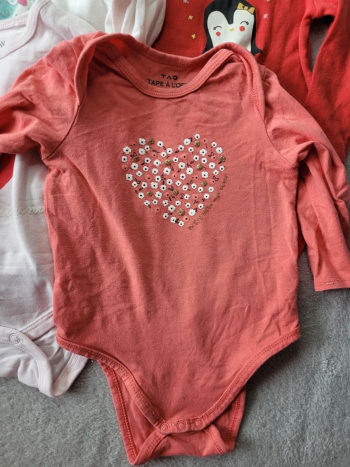 Lot de 4 bodies manches longues 12 mois - photo numéro 2