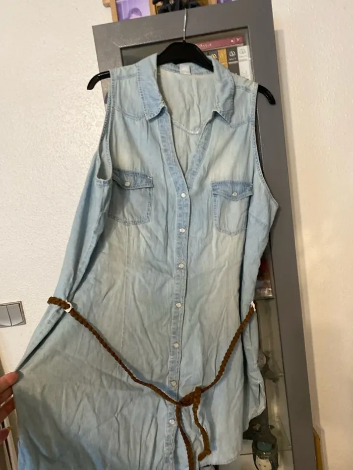 jolie chemise tunique jean fin M&S mode 50 - photo numéro 2