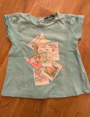 T-shirt turquoise fille 6 mois