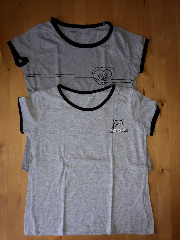 Lot 2 t-shirt gris gémo 14 ans