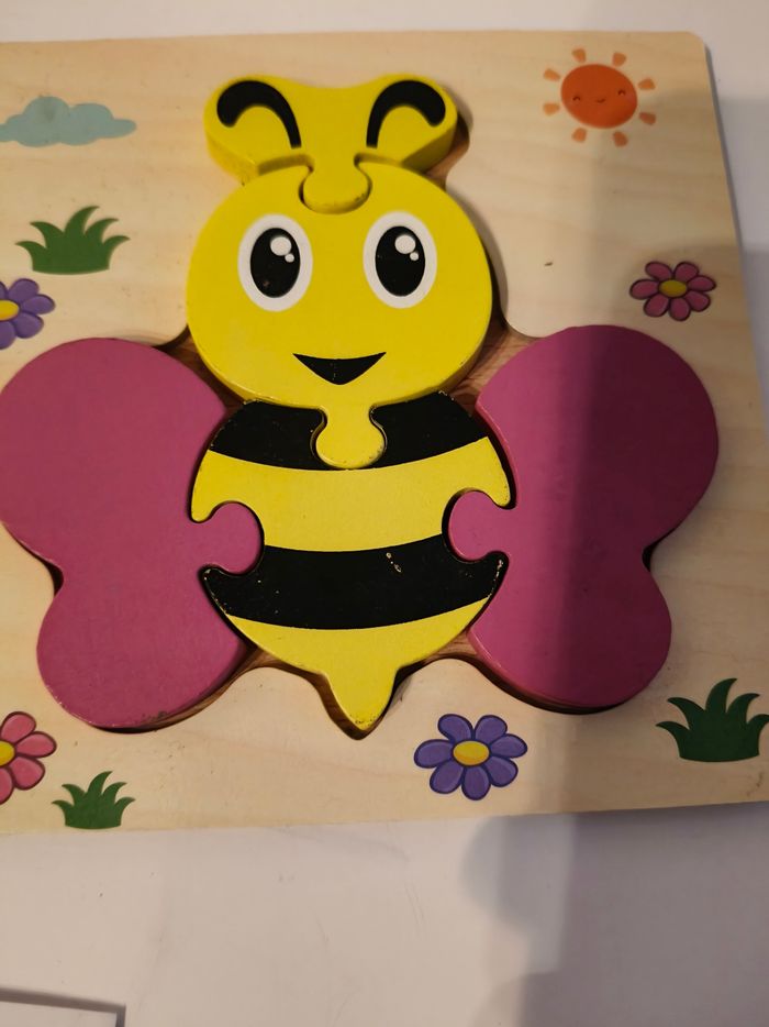 Lot puzzles bois crabe et abeille - photo numéro 2