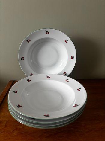 Ensemble de 5 assiettes creuses en porcelaine Tables & couleurs Cerises