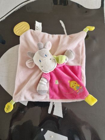 Doudou plat nicotoy girafe rose