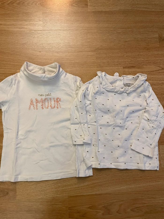 Lot t-shirts manches longues 9 mois - photo numéro 3