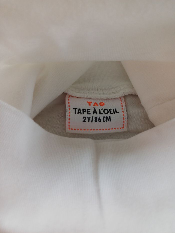 Sous-pull / tee-shirt col roulé manches longues / Tape à l’œil / 2 ans, très bon état, blanc - photo numéro 2