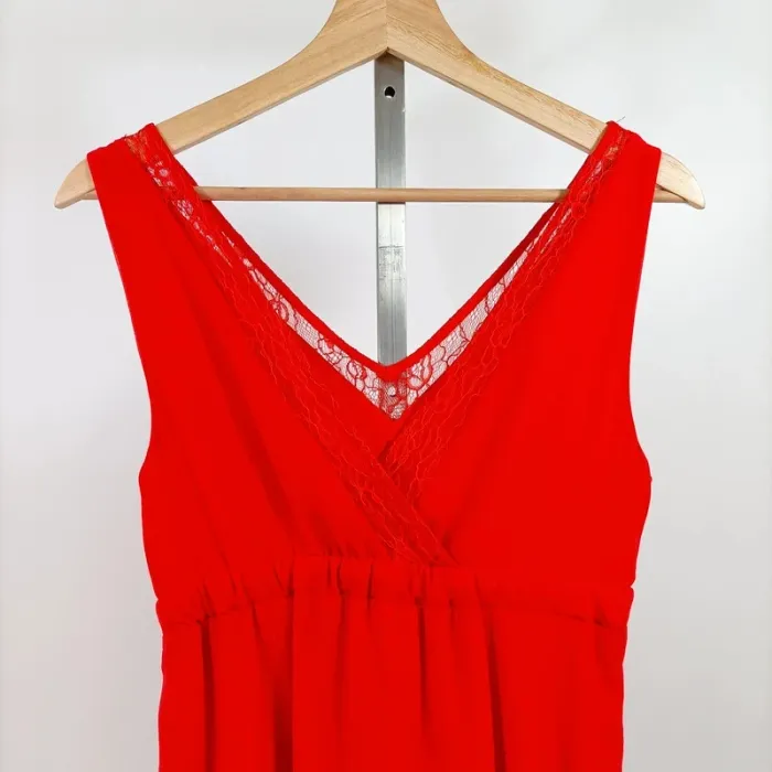 Robe rouge Naf Naf décolleté dentelle taille 36 – fluide et féminine A1049 - photo numéro 2