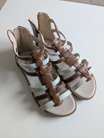 Sandales spartiates marron et beige fille 34